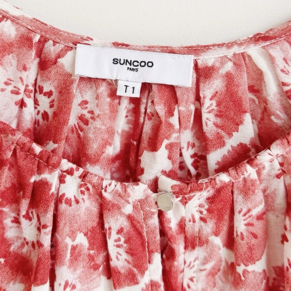 SUNCOO PARIS Rose Floral Printed Cotton Blouse T1/Small - Picture 5 of 5